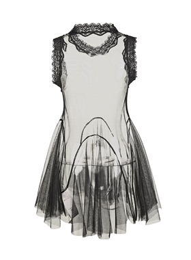 SELAH 蕾丝立领透视网纱无袖背心 20B25207Z10