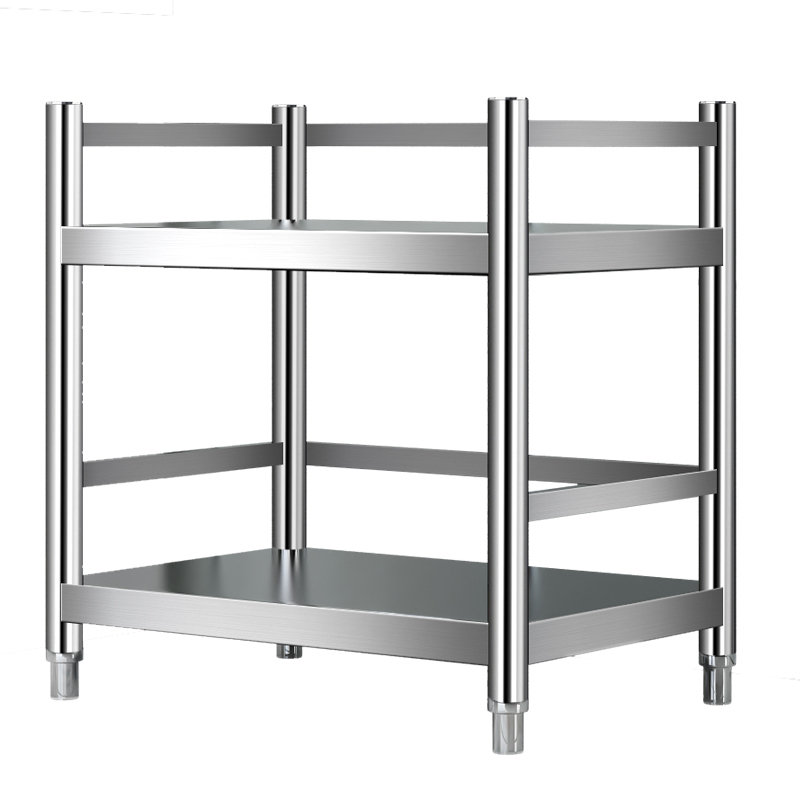 两层电饭煲家用j微波炉不锈钢厨房置物架储物放锅架子橱柜置物柜