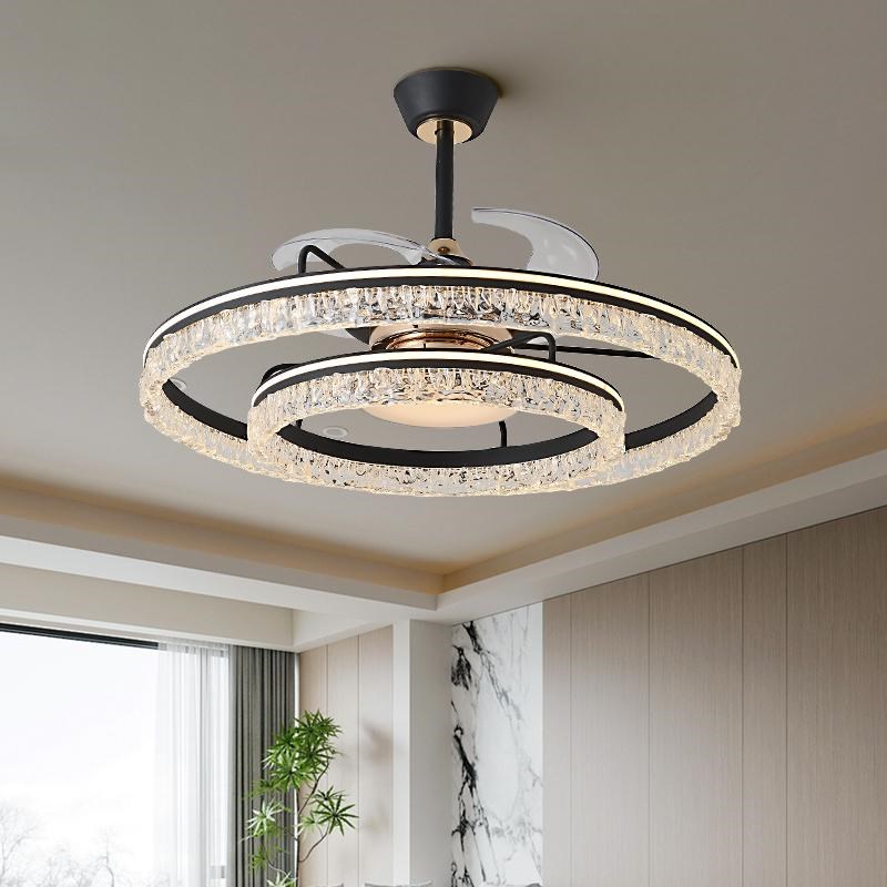 风扇灯2025新款意式轻奢一体隐形吊扇F灯led客厅主灯套餐吸顶灯具