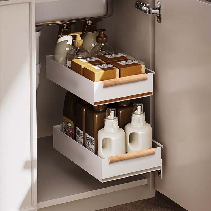 调味料置物架厨房拉篮抽拉式超z深柜内抽屉橱柜分隔极窄侧面收纳