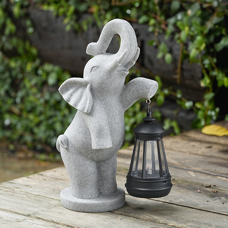 太阳能大象提灯摆件户外装饰太阳能灯瑜伽R小象花园装饰摆件