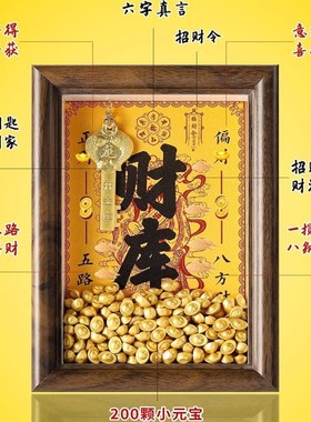 2025开金库黄i财神财库相框客厅办公室工位摆件十二生肖金钥匙貔