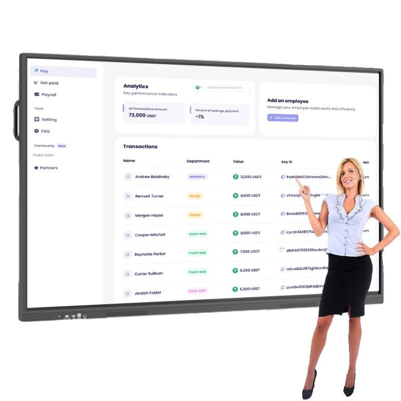 65寸电容屏会议室大屏幕显示多媒体智能触摸屏多功能电视白板数字