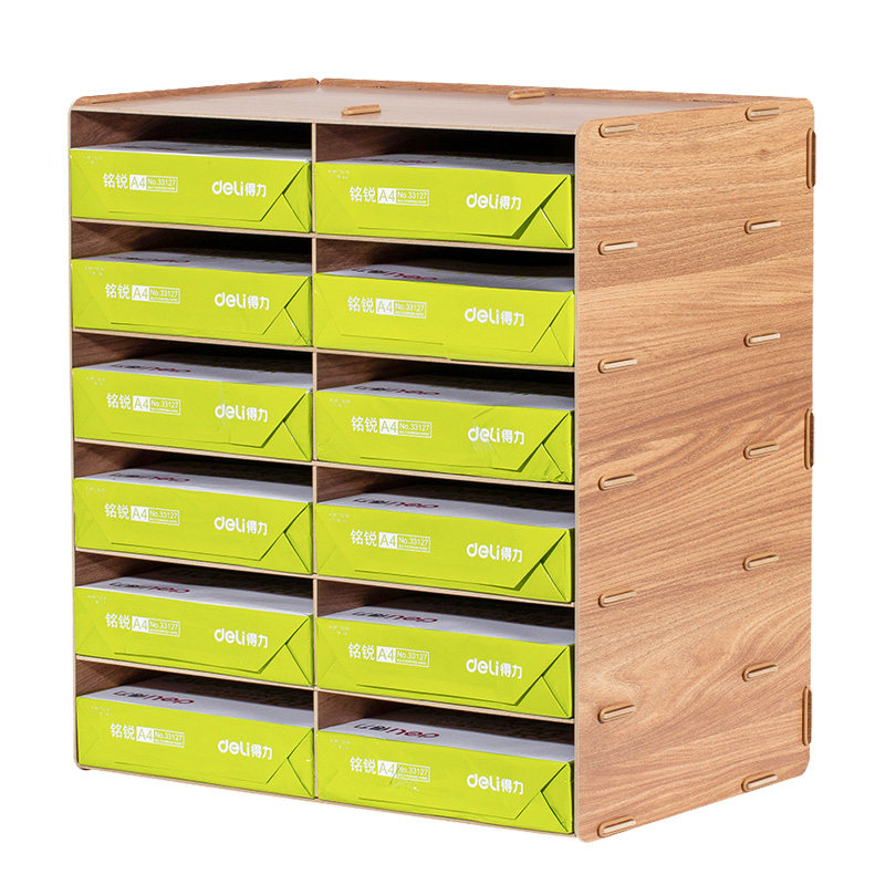 双排架子木质大容量A4文件架放打印机置物架子桌面办公收纳用品创