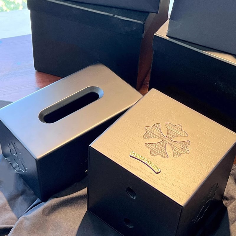 欧式复古十字架雕刻925银徽章黑胡桃木客厅轻奢装饰纸巾盒抽纸盒