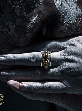 Arthur.K 道化师日本手工做旧925银日轮皇冠骷髅小丑戒指不限量