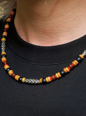 Arthur.k男女款红海竹天然红玛瑙925银原创设计文玩小众项链手串