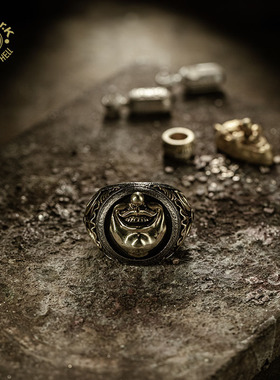 Arthur.K 狂言系列日本原创手工做旧925银男女微笑戒指限量