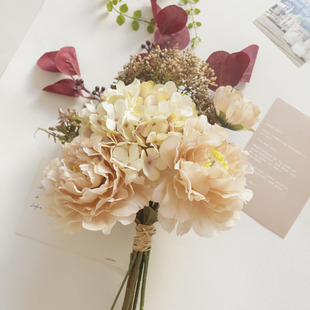 艺雅阁 619家居花艺商业活动仿真绣球牡丹花手札花束新娘手捧花