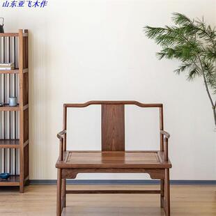 现代简约轻奢型休闲椅 实木主人椅 新中式 黑胡桃木禅椅盘腿打坐椅
