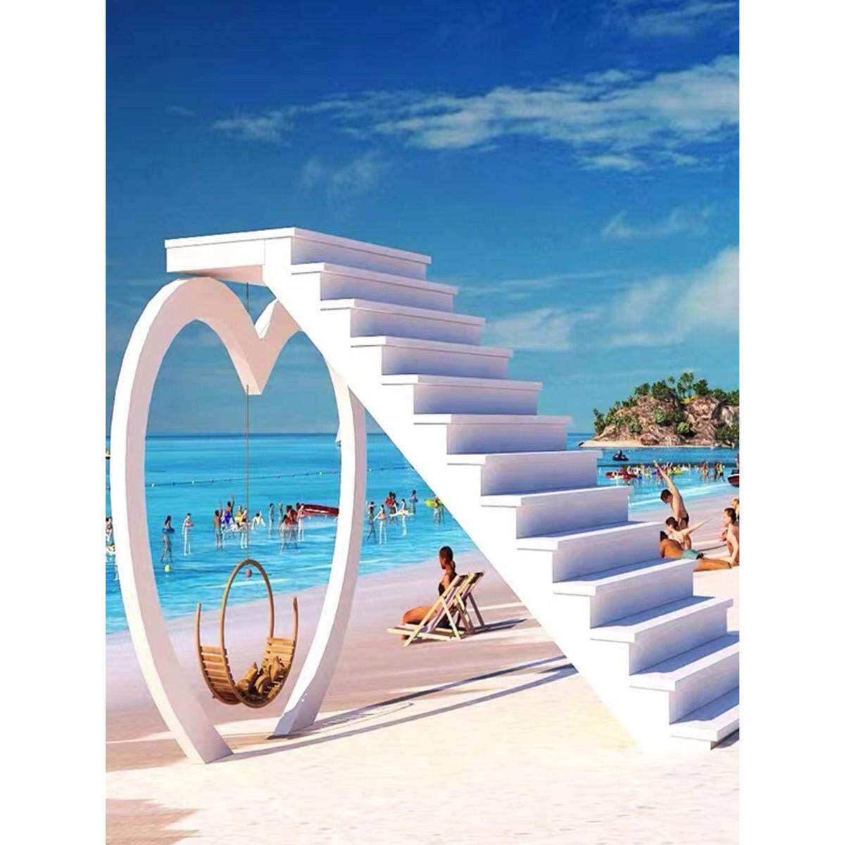 天梯拍照景区摆件美陈梯子天梯引流月亮打卡云端摆件网红户外大型