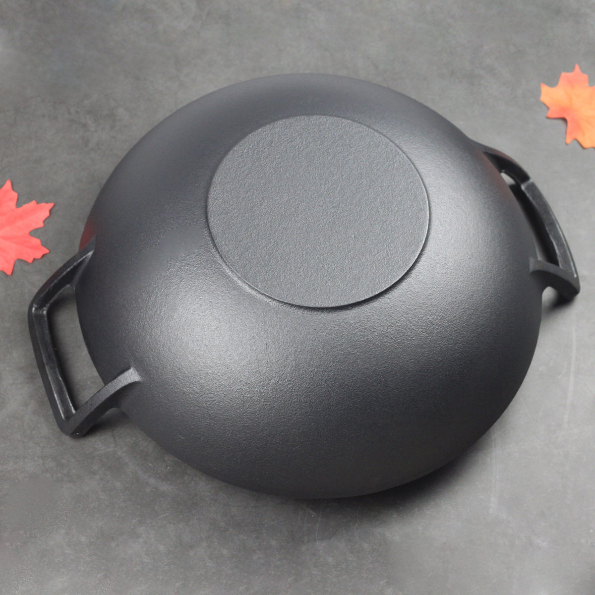 批发加厚双耳铸铁炒锅老式圆底锅家用炒菜锅生铁锅纯手工平底锅不