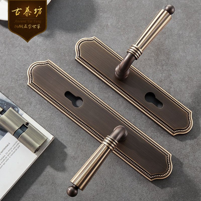 卧室静音欧式大门木门锁具通用型美式房门锁全铜门锁室内家用