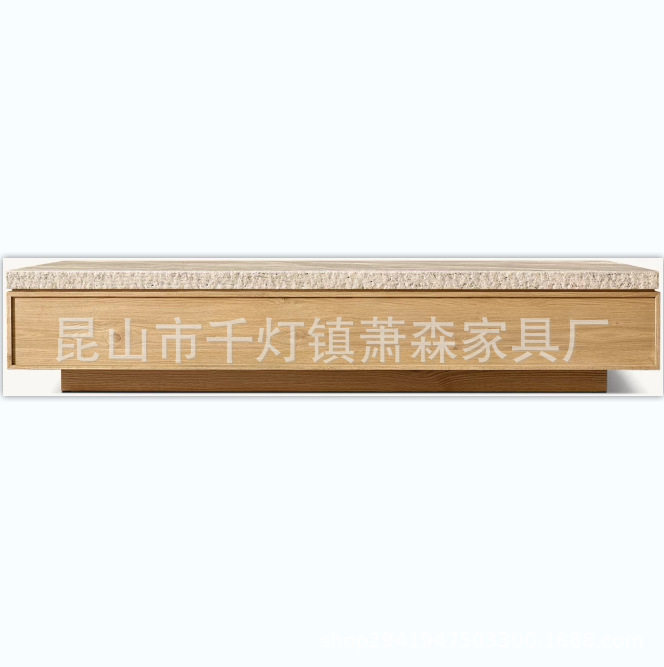 RH美式实木洞洞石茶几