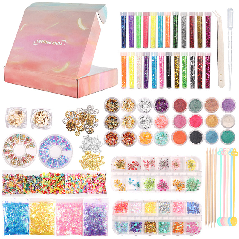 DIY水晶滴胶模具工具包闪粉亮片齿轮饰品盒硅胶模具滴胶配件