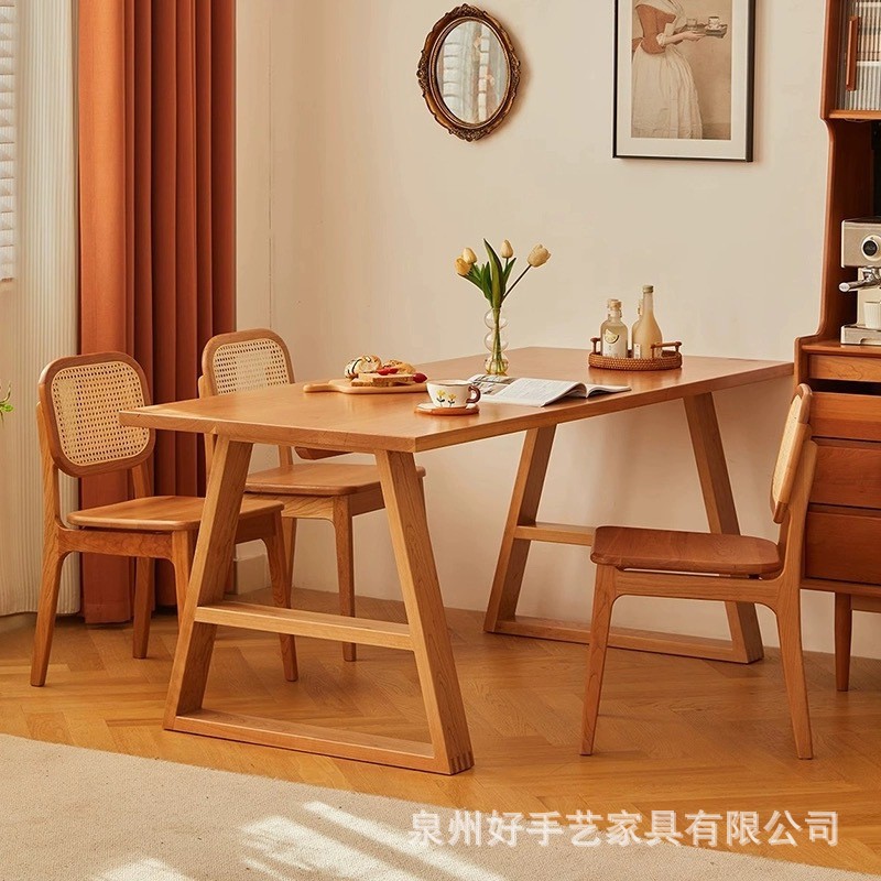 北欧原木餐桌椅组合小户型家用