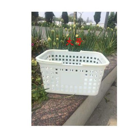 加厚超市购物篮特大号拉杆带轮大卖场手提筐塑料小推车红色菜篮子
