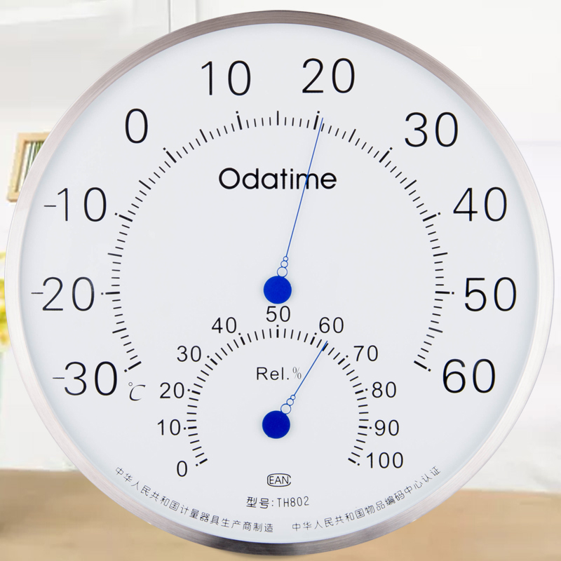 odatime工业高精度不锈钢温湿度计大表盘25CM室内库房实验室家用