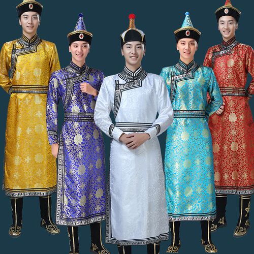 2022年新款男士蒙古袍藏族蒙古族舞蹈演出服装Q少数民族风蒙古长