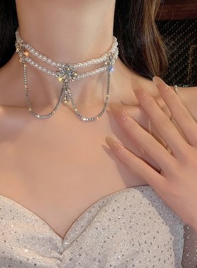 珍珠颈链超仙气质项圈白色项链脖子饰品女项链颈饰新娘配饰儿童