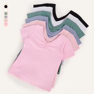 舞蹈服儿童夏季跳舞短袖r练功服上衣少儿体操训练服短裤套装七分