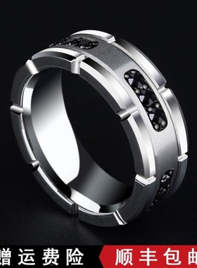 高级黑耀男士戒指潮磨砂时尚小众男士食指宽戒指男潮轻奢男戒