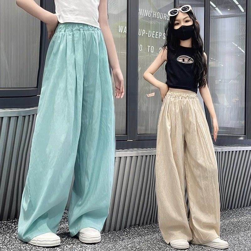 儿童女裤2025新款阔腿裤夏季薄款宽松女童冰丝防蚊裤大童学生直筒