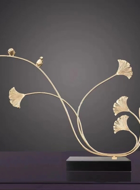 纯铜银杏叶创意摆件现代轻奢客厅电视柜茶几玄关酒柜W北欧式装饰