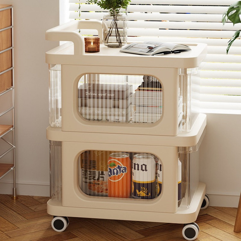 奶油风可移动茶几居家收纳柜客厅小推车置物O架沙发边几卧室床头,家居饰品,落地摆件,淘宝优惠券,粉丝福利购,淘宝优惠卷