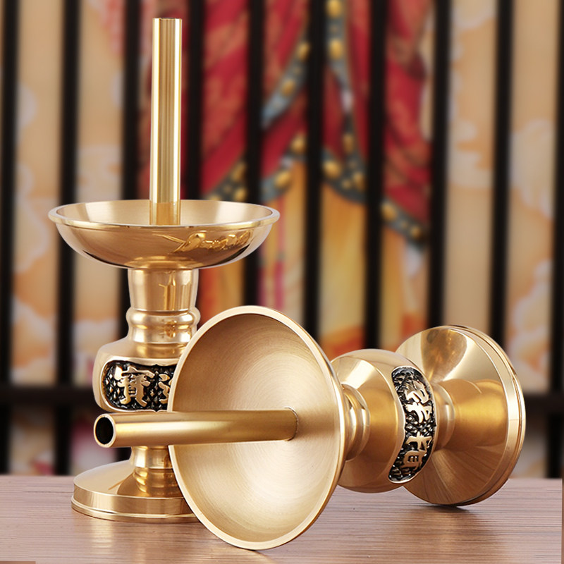 纯铜烛台家用香炉蜡烛台一体黄铜蜡烛台座佛O前烛台底座招财香烛,家居饰品,烛台,淘宝优惠券,粉丝福利购,淘宝优惠卷