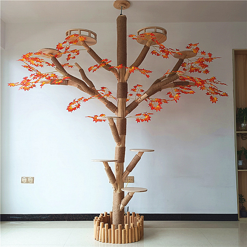 通天柱猫爬架不占地猫窝猫树一体猫抓柱顶天立地猫架猫屋麻绳实木