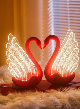 天鹅摆件b长明灯结婚礼物送新人新娘闺蜜朋友高级实用订婚新婚礼