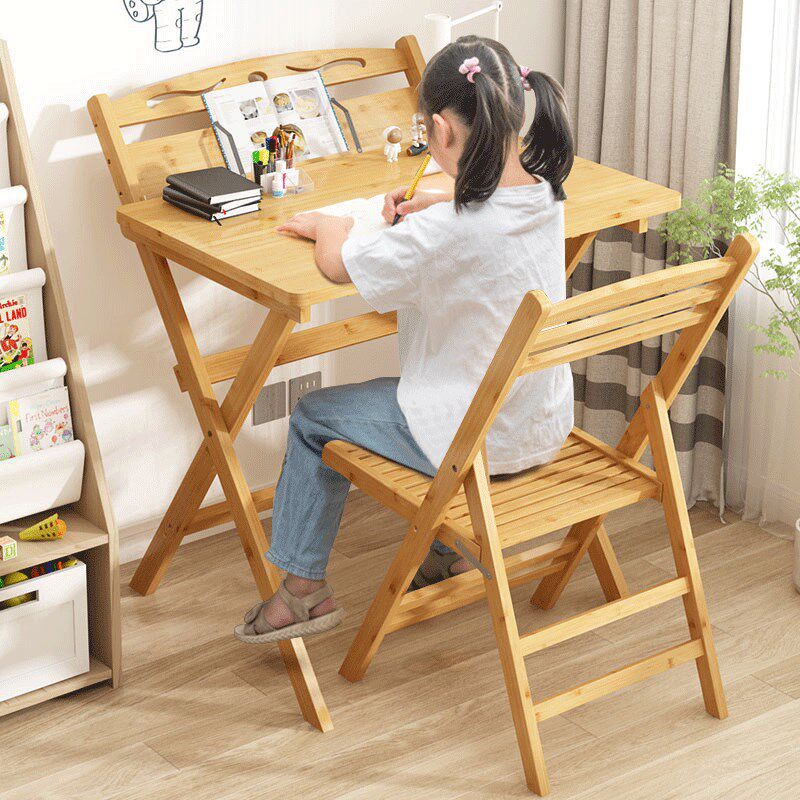 儿童可折叠学习桌实木简约现代小学生经济型课桌家用书桌写字桌子