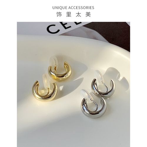 金属小巧圆圈蚊香盘耳夹无耳洞女高级感简约圆环耳圈通勤气质耳饰