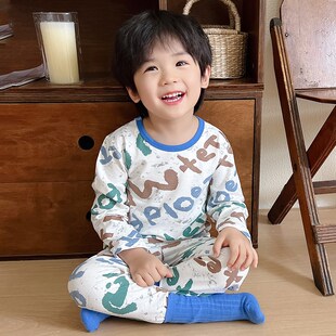 儿童秋衣秋裤全棉薄款男童无骨家居内衣套装春秋长袖女童线衣线裤