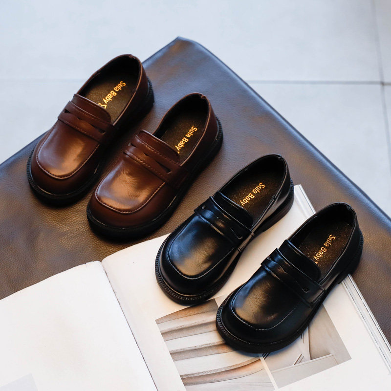 儿童英伦皮鞋2023春季新款韩版男童黑色单鞋女童复古一脚蹬豆豆鞋,童鞋/婴儿鞋/亲子鞋,皮鞋,淘宝优惠券,粉丝福利购,淘宝优惠卷