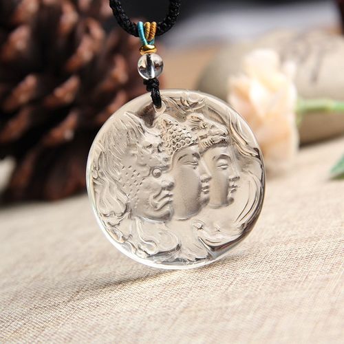 天然白水晶一念成魔项链项坠 水晶大吊坠挂件男女款水晶佛挂坠