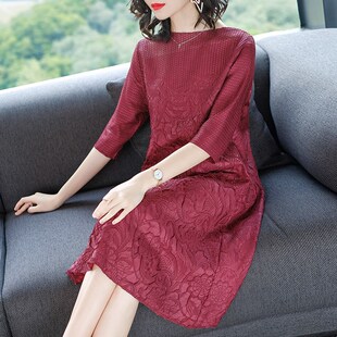 女儿出嫁中年妈妈春夏连衣裙减龄大码女装洋气喜婆婆婚宴礼服