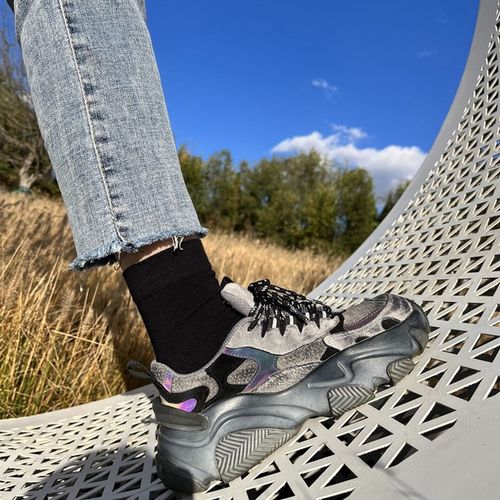 鞋子女新款2023年小池秋冬网红貔貅鞋拼接系带中性加X绒厚底老爹