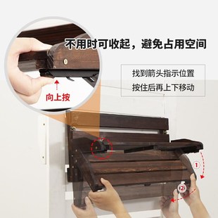简约 高档实木栏杆花架阳台悬挂v窗户花架置物架折叠窗台花架挂式
