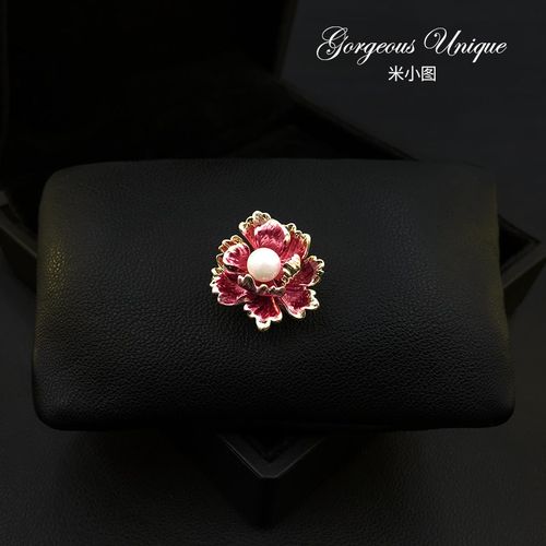 1886 别致小巧牡丹花扣针花朵防走光小胸针胸花西服衬衫领针领扣