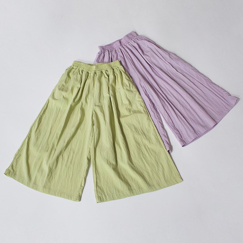 夏上新~敲好看~夏季女童8-9分裙裤水洗裤裙阔腿裤侧边口袋实用