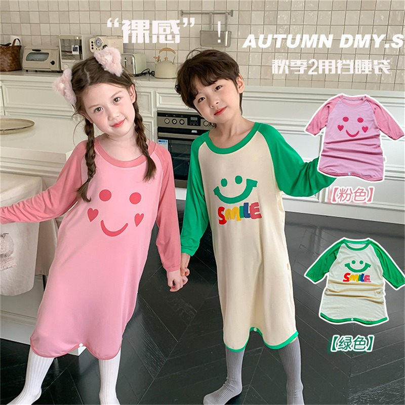 宝宝夏天睡袋短袖睡袍婴儿夏季连体衣女孩纯棉a类竹纤维分腿睡衣