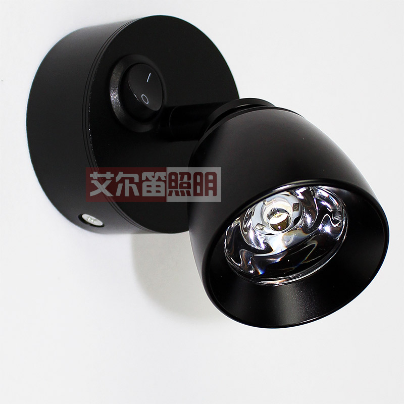 客厅黑色明装射灯背景墙灯万向 过道玄关灯牀头壁灯照画LED射灯3W