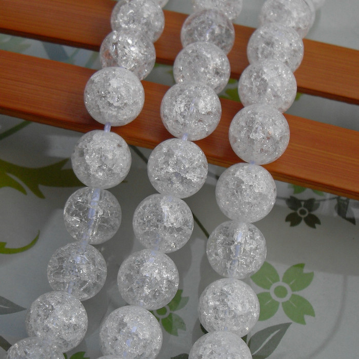 DIY饰品配饰 白水晶白爆花晶圆珠散珠子 手工串珠材料配件