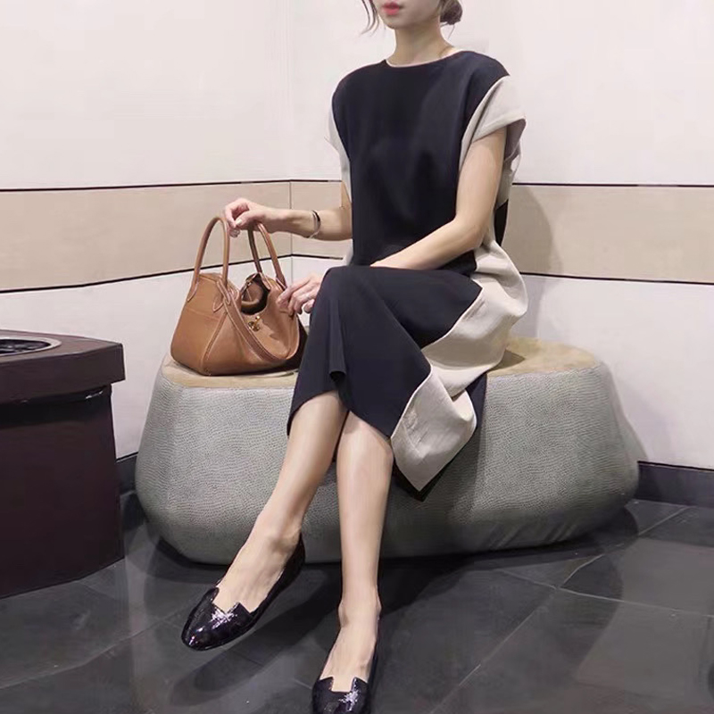 时尚长版aa冰丝哺乳洋装夏针织宽松薄款外出辣妈哺乳长裙孕妇夏季
