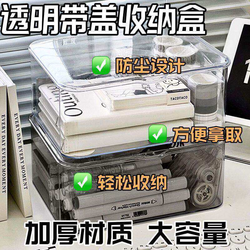 翻盖式桌面收纳盒透明压