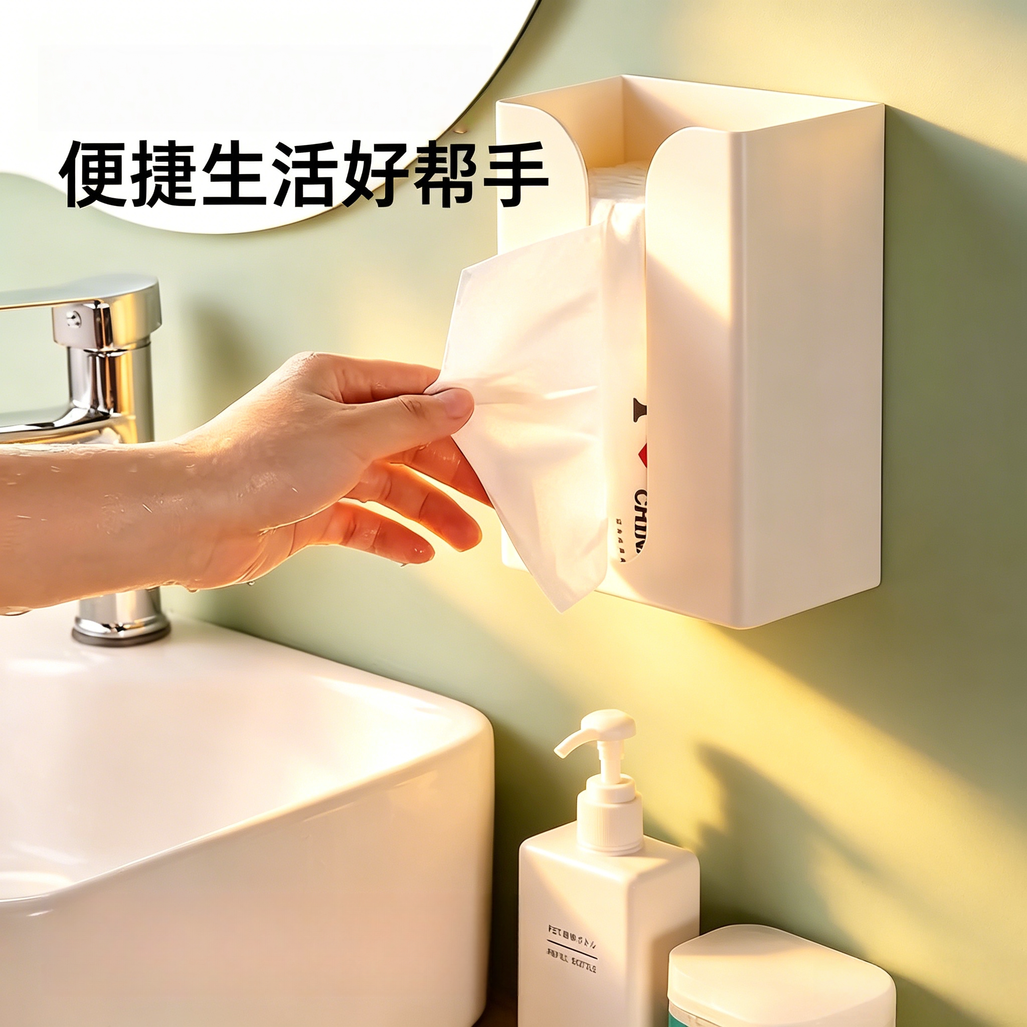 厨房家用装饰纸巾盒挂壁卫生纸盒