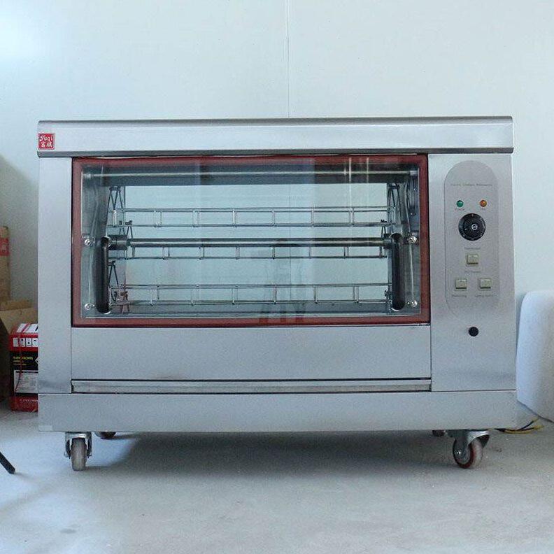 富祺商用自动旋转电烤鸡炉 卧式吊篮旋转烤鸡腿鸡架旋转电烤鸡炉