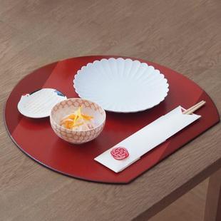漆器餐厅托盘家用餐垫茶室茶盘装 日本进口风雅半月漆盘日式 饰